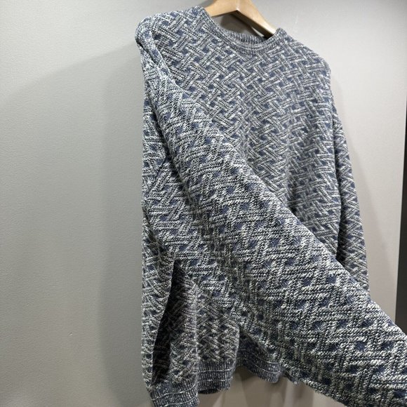 VTG SHENANDOAH Mens XXL Blue Gray Lattice Knit Cotton Blend Crew Neck Sweater US - Picture 7 of 12
